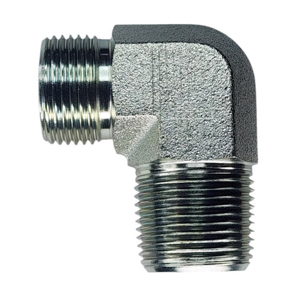 Male O-Ring Face Seal 5/8" to Male NPT  3/4" 90 Deg Elbow Hydraulic Fitting