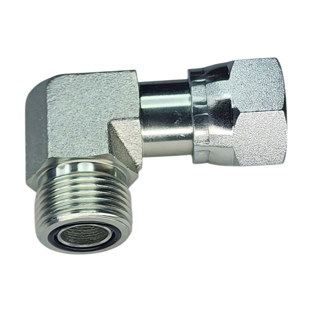 Male O-Ring Face Seal to Female O-Ring Face Seal Swivel Elbow Fitting View B