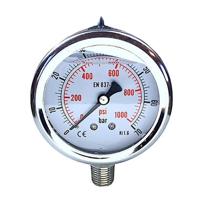 Hydraulic Pressure Gauge with Bottom Port 0-1000 PSI