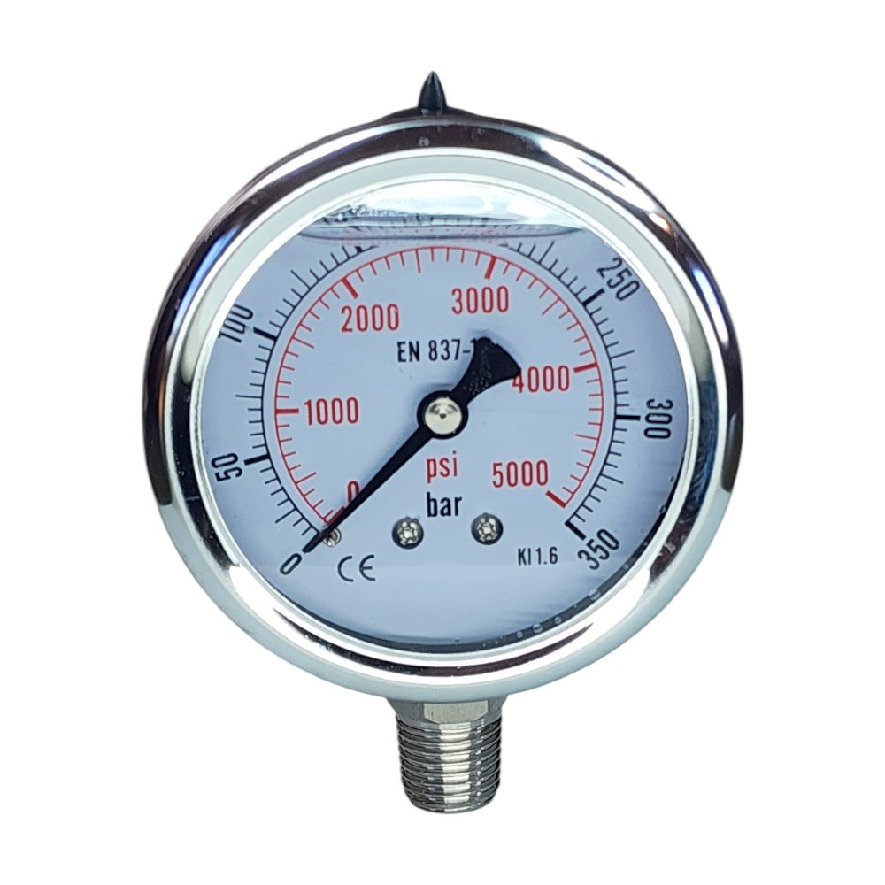 Hydraulic Pressure Gauge with Bottom Port 0-5000 PSI