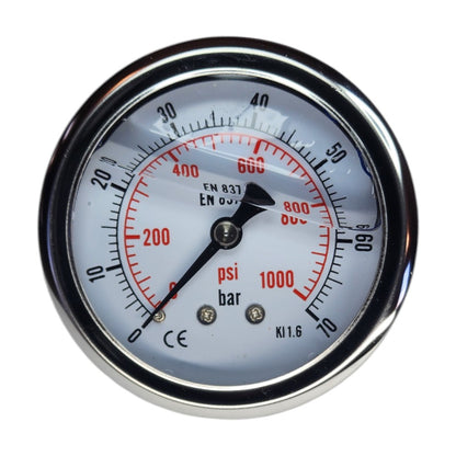 Hydraulic Pressure Gauge with Rear Port 0-1000 PSI