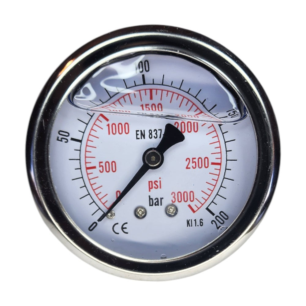 Hydraulic Pressure Gauge with Rear Port 0-3000 PSI